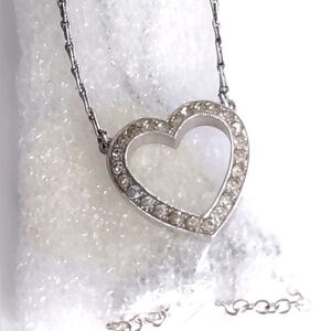 Crystal Heart Pendant Silver Chain Necklace